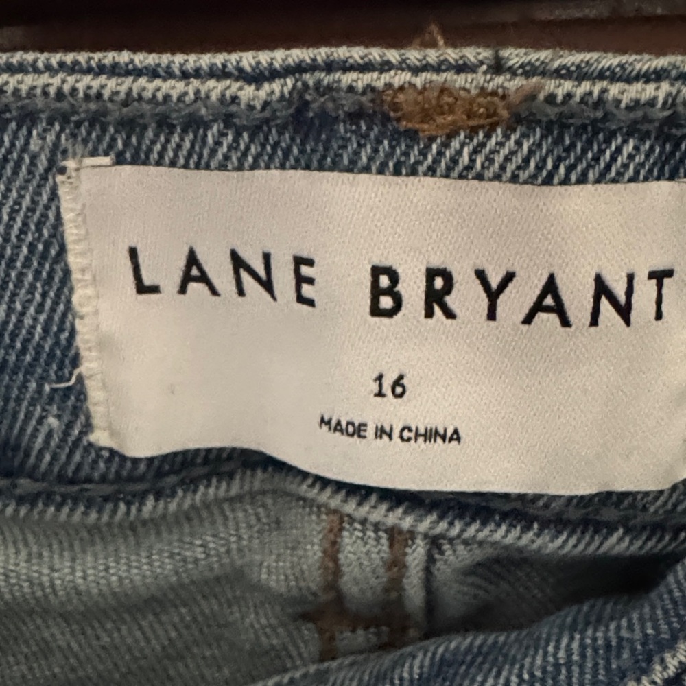 Lane Bryant Light Blue Patchwork Cuffed Straight-… - image 2